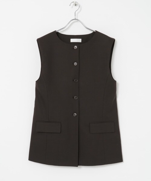 URBAN RESEARCH（アーバンリサーチ）の「AMOMENTO　OVERSIZED BUTTON UP VEST（ベスト・レディース・BLACK/DARK BROWN・0）」の2枚目の写真