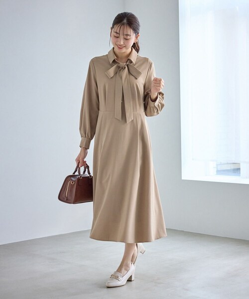 ROPE' PICNIC（ロペピクニック）の「リボンシャツワンピース（シャツワンピース・レディース・ベージュ/ネイビー・L/M/S）」の11枚目の写真