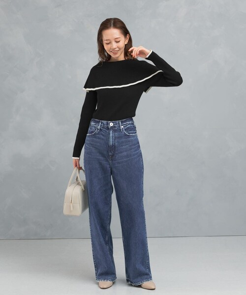 URBAN RESEARCH ROSSO（アーバンリサーチロッソ）の「2wayネックバイカラーケープニット（ニット/セーター・レディース・OFF/BEIGE/BLACK・FREE）」の18枚目の写真