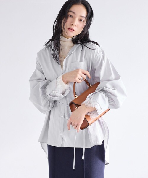 VIS(ビス)の「レーススリーブAラインシャツ(シャツ/ブラウス・レディース・グレー/ホワイト/サックス・F)」の21枚目の写真