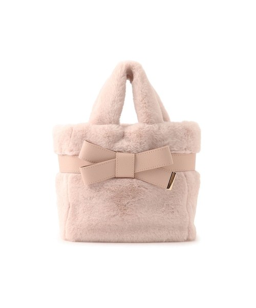 VIS（ビス）の「【2WAY】ファーリボントートバッグ（トートバッグ・レディース・チャコール/キナリ/ピンク・F）」の5枚目の写真