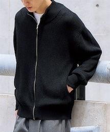 綿１００％ジップアップニットブルゾン