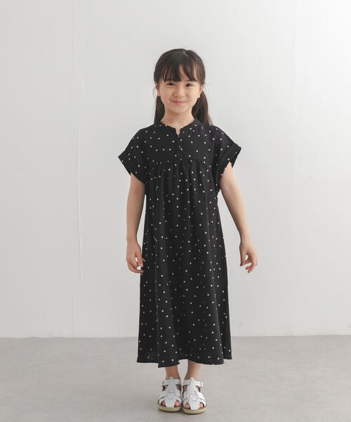 URBAN RESEARCH DOORS(アーバンリサーチドアーズ)の「『親子リンク』リネンリヨセルドットワンピース(KIDS)(ワンピース・キッズ・BLACK/NATURAL・105(100-110)/120(115-125)/135(130-140))」の17枚目の写真
