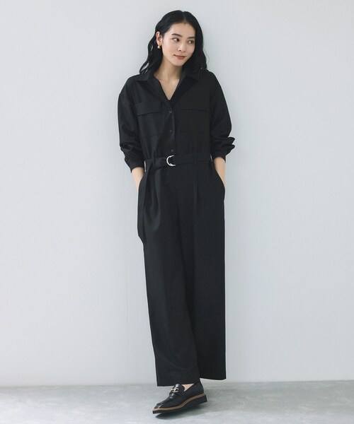 VIS（ビス）の「ポケットディテールジャンプスーツ（つなぎ/オールインワン・レディース・ブラック/ダークブラウン・F）」の6枚目の写真