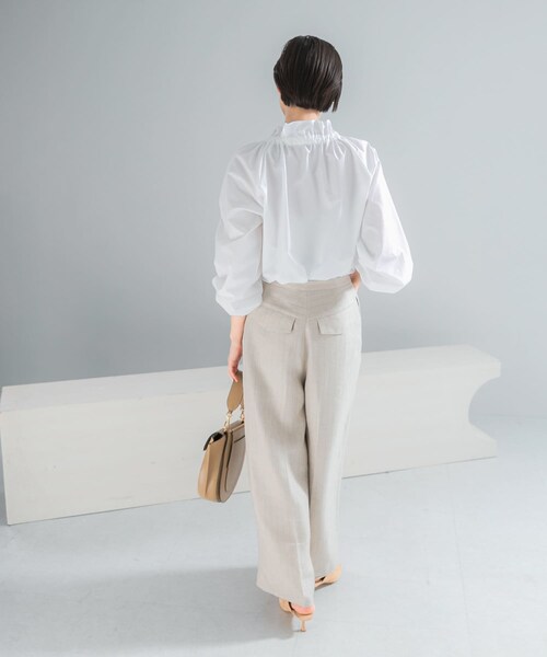 URBAN RESEARCH ROSSO（アーバンリサーチロッソ）の「ラメリネンストライプワイドパンツ（その他パンツ・レディース・BEIGE/CHARCOAL・36/38）」の14枚目の写真