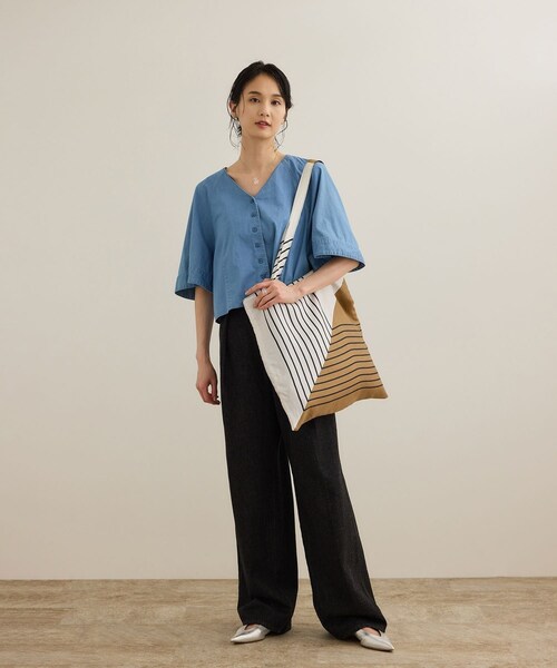 ROPE'(ロペ)の「幾何学柄シルクトートバッグ(トートバッグ・レディース・オフホワイト/サックス・F)」の11枚目の写真