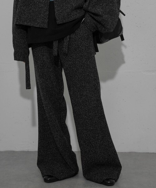 SENSE OF PLACE by URBAN RESEARCH（センスオブプレイスバイアーバンリサーチ）の「『わたべ×SOP』『セットアップ対応』ツイードワイドフレアパンツ（その他パンツ・メンズ・BLK×WHT/BLACK・M/L）」の15枚目の写真