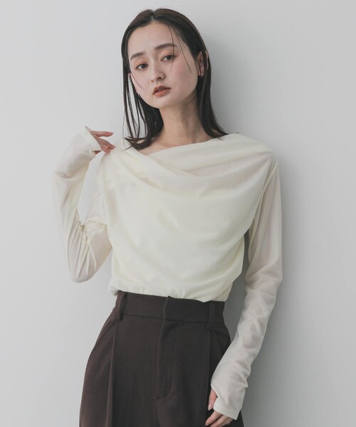SENSE OF PLACE by URBAN RESEARCH(センスオブプレイスバイアーバンリサーチ)の「ベロアドレープトップ(その他トップス・レディース・IVORY/BROWN/CAMEL・One)」の6枚目の写真