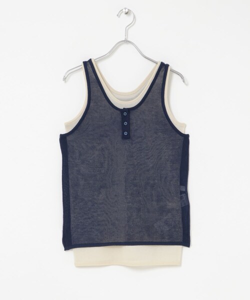 SENSE OF PLACE by URBAN RESEARCH（センスオブプレイスバイアーバンリサーチ）の「『洗濯可』アンサンブルニットタンクトップ（タンクトップ・レディース・NVYxIVO/CHAxGRY/BRNxBLU・One）」の4枚目の写真