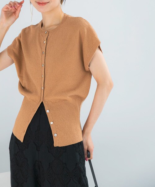 URBAN RESEARCH ROSSO（アーバンリサーチロッソ）の「リネンコットンウエストシェイプデザインニット（ニット/セーター・レディース・WHITE/CARAMEL・Free）」の2枚目の写真
