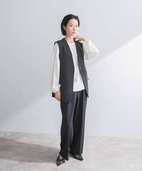URBAN RESEARCH ROSSO（アーバンリサーチロッソ）の「ストレッチツイルジレ（ベスト・レディース・L.BEIGE/BLACK・Free）」の9枚目の写真