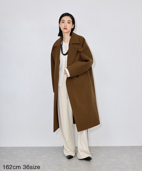 ADAM ET ROPE'(アダムエロペ)の「【定番】ウールボンディングラグランロングコート(ステンカラーコート・レディース・ブラック/ダークブラウン/ブラウン/キャメル/ベージュ・36/38)」の12枚目の写真