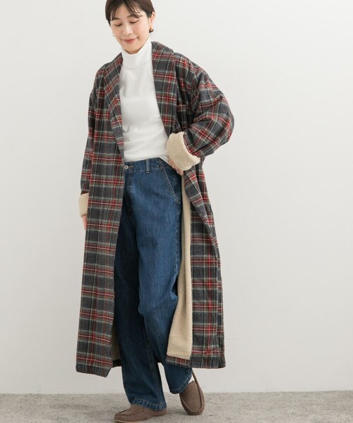URBAN RESEARCH DOORS（アーバンリサーチドアーズ）の「L.L.Bean　ScotchPlaidFlannelRobe（テーラードジャケット・レディース・Grey/Swan・M）」の3枚目の写真