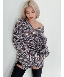 GYDA | スペースダイヤーンVネックBIGニットTOPS(ニット/セーター)