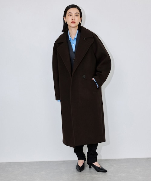 ADAM ET ROPE'(アダムエロペ)の「【定番】ウールボンディングラグランロングコート(ステンカラーコート・レディース・ブラック/ダークブラウン/ブラウン/キャメル/ベージュ・36/38)」の4枚目の写真