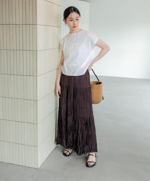 URBAN RESEARCH（アーバンリサーチ）の「スーピマコットンボートネックカットソー（Tシャツ/カットソー・レディース・D.NAVY/WHITE/TAUPE・FREE）」の10枚目の写真