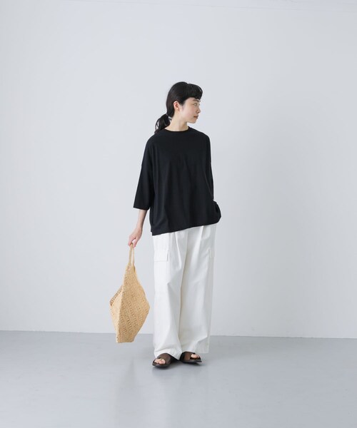 かぐれ（カグレ）の「ワイド6分袖プルオーバー（Tシャツ/カットソー・レディース・OFF/BROWN/BLACK・FREE）」の19枚目の写真