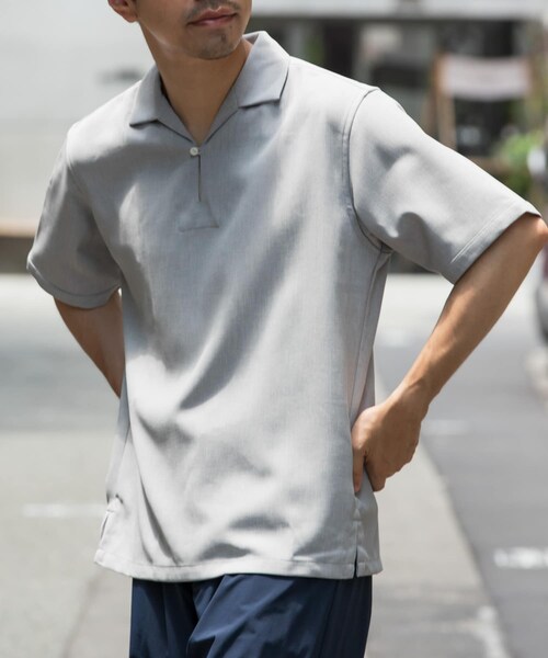 URBAN RESEARCH ROSSO（アーバンリサーチロッソ）の「『WEB限定』『セットアップ対応』パナマ風スキッパーシャツ（シャツ/ブラウス・メンズ・MOCHA/ICE GRAY/NAVY/BLACK・M/L）」の17枚目の写真