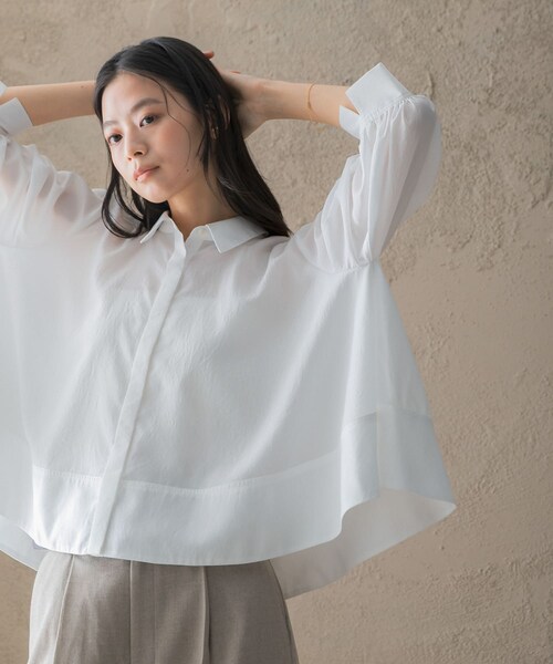 URBAN RESEARCH ROSSO（アーバンリサーチロッソ）の「ウォッシャブルブライトローンシャツブラウス（シャツ/ブラウス・レディース・OFF WHITE/BLACK/SAX・Free）」の7枚目の写真