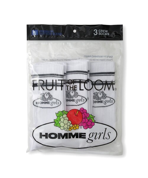 ADAM ET ROPE'（アダムエロペ）の「【HOMME girls×FRUIT OF THE LOOM】Crew Socks (3-Pack)（ソックス/靴下・レディース・ホワイト・F）」の3枚目の写真