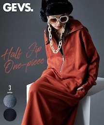 nissen | 綿100％ハーフジップスウェットマキシワンピース＜大きいサイズ有＞GEVS.(ワンピース)