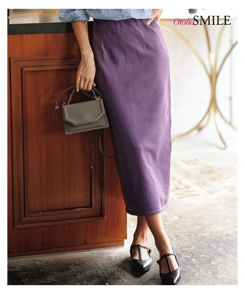 nissen（ニッセン）の「ニットタイトスカート【OtonaSMILE】（スカート・レディース・パープル/黒/モカベージュ/セージグリーン・M/L/LL/3L/4L/5L）」の8枚目の写真