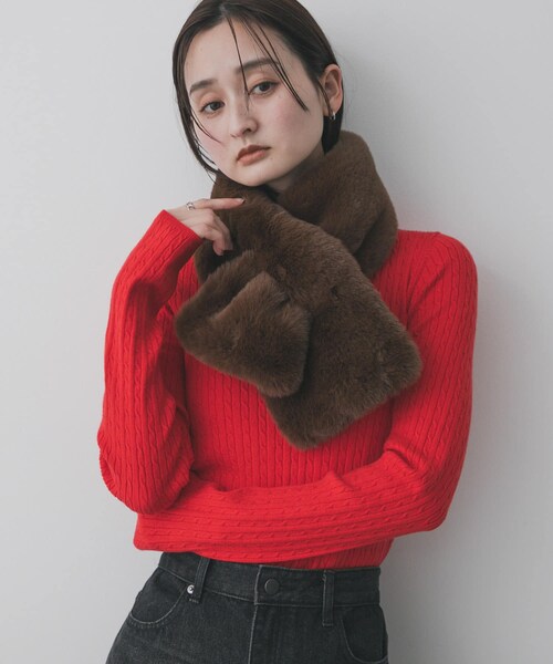 SENSE OF PLACE by URBAN RESEARCH(センスオブプレイスバイアーバンリサーチ)の「ボリュームエコファーティペット(マフラー・レディース・BROWN/MOCHA/BEIGE・one)」の8枚目の写真