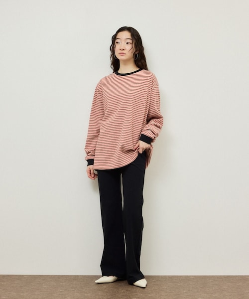 ADAM ET ROPE'(アダムエロペ)の「【BATONER for ADAM ET ROPE'】別注HIGH GAUGE BORDER LS T-SHIRT(Tシャツ/カットソー・レディース・グレー/レッド・F)」の5枚目の写真