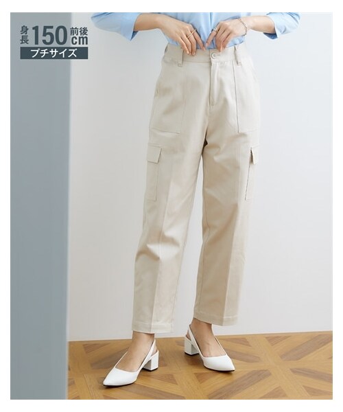 nissen（ニッセン）の「小さいサイズ　綿混ベイカーテーパードパンツ　低身長さん・小柄女性（パンツ・レディース・カーキ/ライトベージュ/ダークカーキ・PSS/PS/PM/PL）」の2枚目の写真