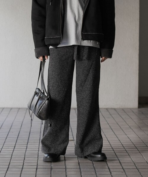 SENSE OF PLACE by URBAN RESEARCH（センスオブプレイスバイアーバンリサーチ）の「『わたべ×SOP』『セットアップ対応』ツイードワイドフレアパンツ（その他パンツ・メンズ・BLK×WHT/BLACK・M/L）」の8枚目の写真