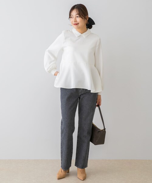 URBAN RESEARCH ROSSO（アーバンリサーチロッソ）の「F by ROSSO　レースカラーペプラムブラウス（シャツ/ブラウス・レディース・OFF WHITE/BLACK・Free）」の10枚目の写真