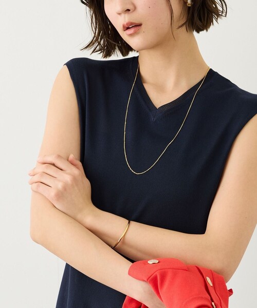 ROPE'(ロペ)の「LEVITA ニットワンピース/接触冷感・イージーケア(ワンピース・レディース・ベージュ/ネイビー・F)」の15枚目の写真