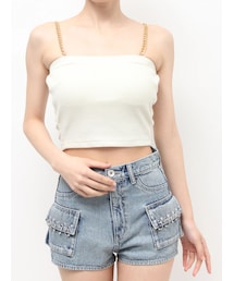 GYDA | chainストラップラメテレコビスチェ(キャミソール)