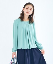 nissen | 大きいサイズタックバルーンブラウス（吸汗速乾裏地付）(シャツ/ブラウス)