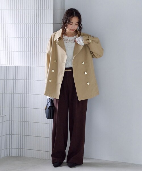 VIS（ビス）の「トレンチディテールミドルジャケット（トレンチコート・レディース・キャメル系/ベージュ・F）」の18枚目の写真