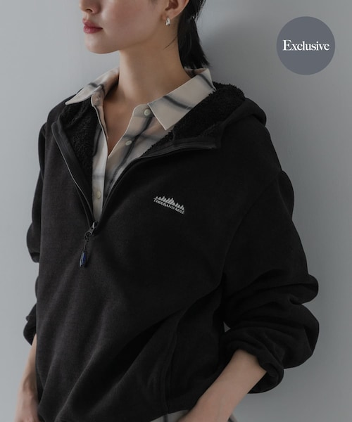 URBAN RESEARCH(アーバンリサーチ)の「『別注』THOUSAND MILE×URBAN RESEARCH KNIT FREECE HF-ZIP HOODIE(パーカー・レディース・OFF WHITE/BORDEAUX/BLACK・M/L)」の2枚目の写真
