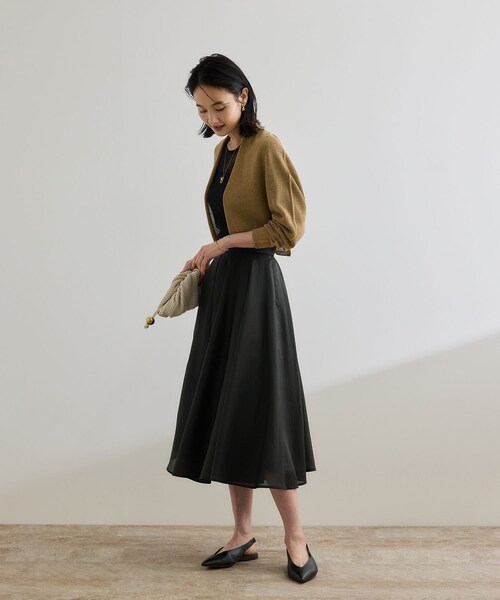 ROPE'（ロペ）の「【洗える】シャイニーシアースカート/セットアップ対応（スカート・レディース・ブラック/オフホワイト・36/38）」の18枚目の写真