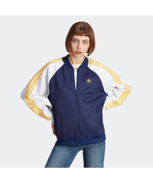 adidas（アディダス）の「アディカラー クラシックス オーバーサイズ SST トラックトップ（ジャージ）（トップス・レディース・ブルー/ブラック・S/M/L/XL/3XL/2XL/J/3XL/XS）」の3枚目の写真