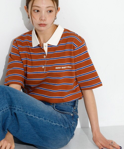 URBAN RESEARCH Sonny Label（アーバンリサーチサニーレーベル）の「メッセージボーダーポロシャツ（ポロシャツ・レディース・ブラウン/オフ/グレー・FREE）」の15枚目の写真