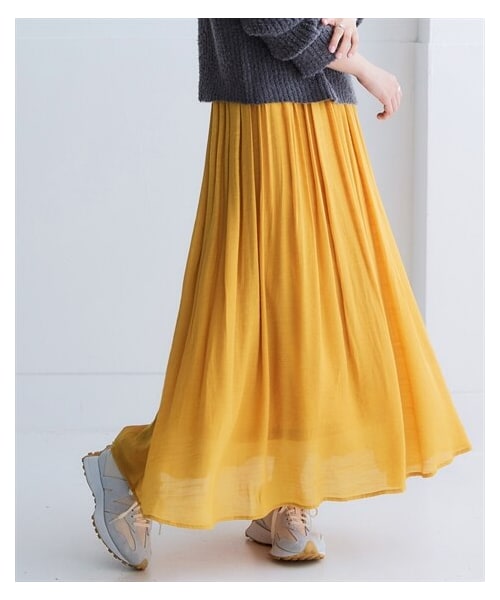 nissen（ニッセン）の「ふわり軽いエアリースラブスカート（マキシ丈）＜大きいサイズ有＞（スカート・レディース・黒/グレー/ライトグレー/ライラック/ベージュ/モーブピンク/ロイヤルブルー/ブラッドオレンジ/ローズピンク/マスタード・S/M/L/LL/3L/4L/5L/6L/8L/10L）」の7枚目の写真