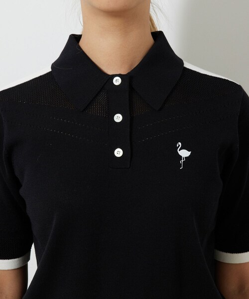 ROPE'(ロペ)の「ハーフスリーブニットポロ襟プルオーバー(ニット/セーター・レディース・ブラック/ホワイト系/イエロー・L/M/S)」の18枚目の写真