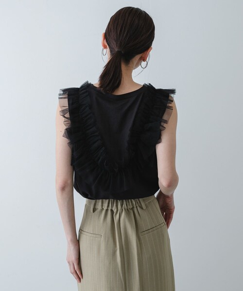 SENSE OF PLACE by URBAN RESEARCH(センスオブプレイスバイアーバンリサーチ)の「フリルデザインカットトップ(Tシャツ/カットソー・レディース・OFF WHITE/BLACK/BEIGE・One)」の14枚目の写真
