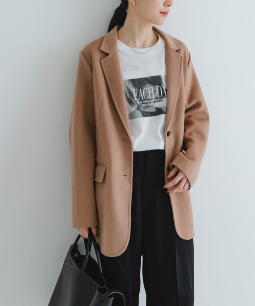 URBAN RESEARCH(アーバンリサーチ)の「リバージャケットコート(テーラードジャケット・レディース・CHARCOAL/BEIGE・FREE)」の22枚目の写真