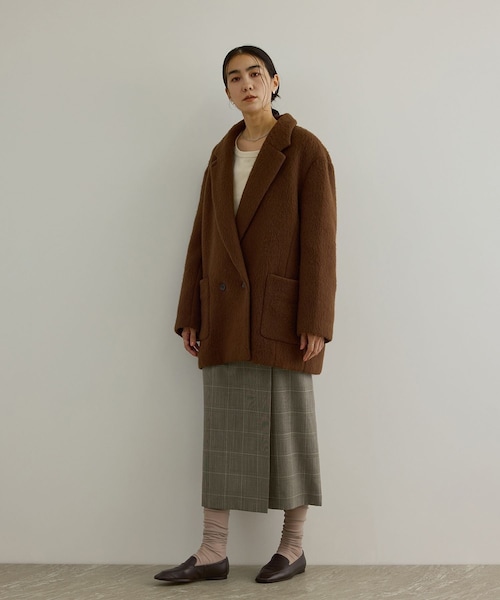 ADAM ET ROPE'（アダムエロペ）の「ハイツイストウールスリットスカート / セットアップ対応（スカート・レディース・ブラック/ブラウン・M/S）」の13枚目の写真