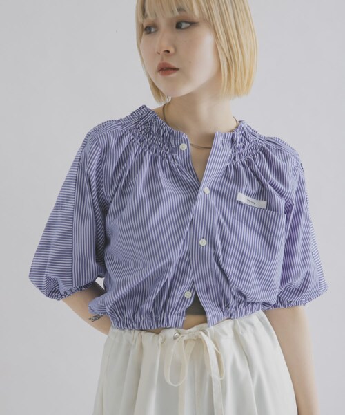 THE GOODLAND MARKET（ザグッドランドマーケット）の「77circa　make shirring neck shirt（シャツ/ブラウス・レディース・stripe 1/stripe 2/stripe 3/stripe 4/stripe 5/stripe 6/stripe 7/stripe 8・One）」の10枚目の写真