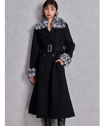 GYDA | ベルト付タイトエコファーロングコート(チェスターコート)