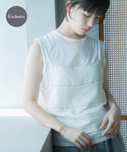 URBAN RESEARCH DOORS（アーバンリサーチドアーズ）の「『別注』olu’ment×DOORS　コットンモス刺繍キャミソール（キャミソール・レディース・IVORY・one）」の2枚目の写真
