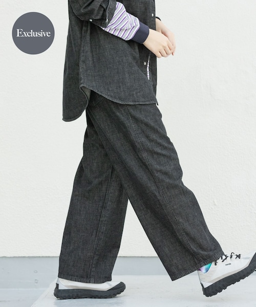 EKAL(エカル)の「『別注』Wrangler×EKAL デニムリラックスバギーパンツ(デニムパンツ・レディース・O.W/BLACK・Free)」の1枚目の写真
