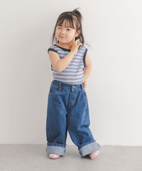 URBAN RESEARCH DOORS（アーバンリサーチドアーズ）の「『別注カラー』Solii+Sola　CROSS STITCH DENIM(KIDS)（その他パンツ・キッズ・別注BL×YE・4-5y/5-6y/6-7y/7-8y/8-9y）」の9枚目の写真
