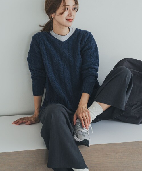 URBAN RESEARCH DOORS（アーバンリサーチドアーズ）の「ハミルトンウールアラン柄プルオ-バー（ニット/セーター・レディース・L/BEG/PURPLE/NAVY・M）」の19枚目の写真